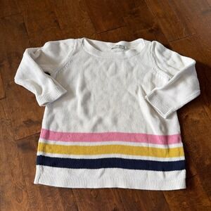Boden Darcy Striped Sweater Womens Crew Neck 3/4 Sleeve Cream Pink Size 8